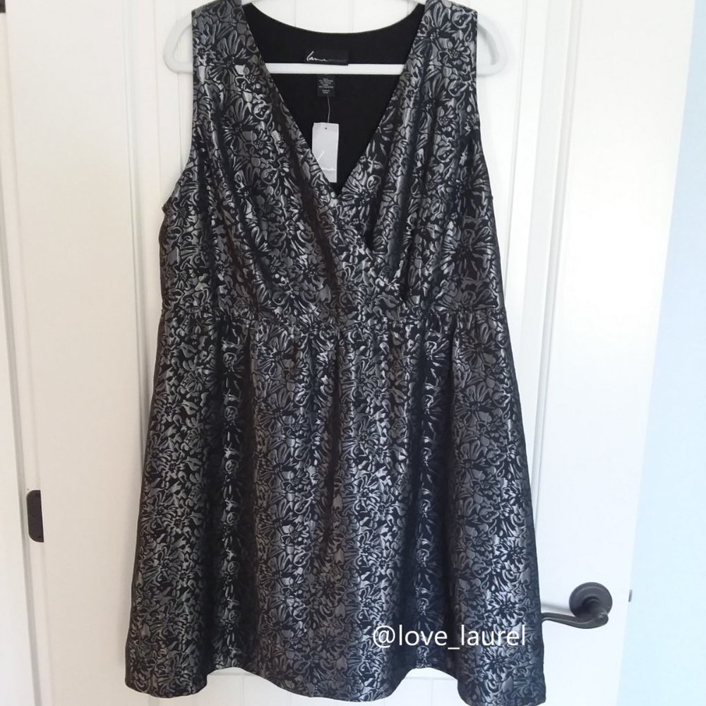 NWT Lane Bryant Sleeveless Party Dress Black Silver Size 18
